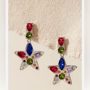 Free People Nancy Ann Silver Star Shaped Drop Earrings NWT